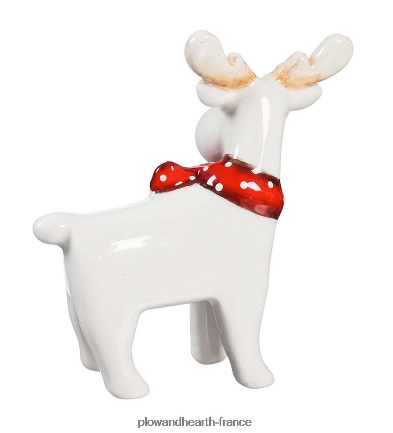 décor de table en céramique avec rennes et feuilles persistantes, ensemble de 3 Plow & Hearth 8642F62193 saisonniers et cadeaux