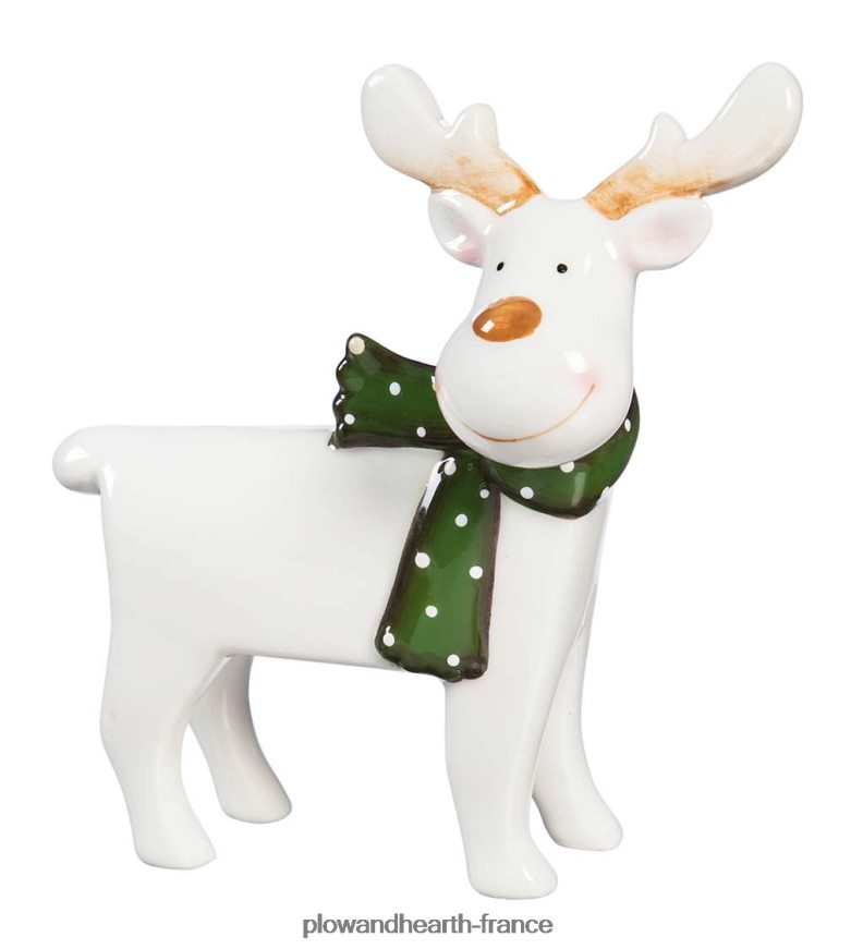 décor de table en céramique avec rennes et feuilles persistantes, ensemble de 3 Plow & Hearth 8642F62193 saisonniers et cadeaux