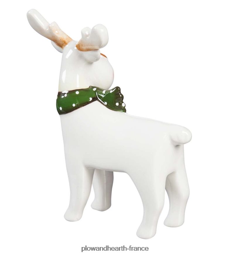 décor de table en céramique avec rennes et feuilles persistantes, ensemble de 3 Plow & Hearth 8642F62193 saisonniers et cadeaux