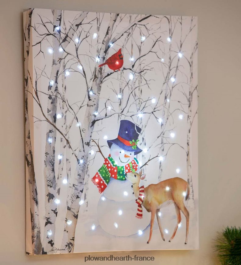 mené joyeux bonhomme de neige art mural Plow & Hearth 8642F62308 saisonniers et cadeaux