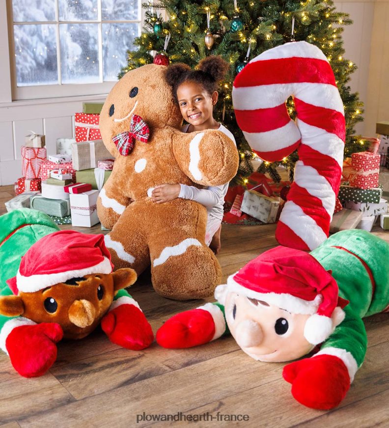 oreiller de corps de vacances de câlin en peluche de canne en bonbon Plow & Hearth 8642F62212 saisonniers et cadeaux