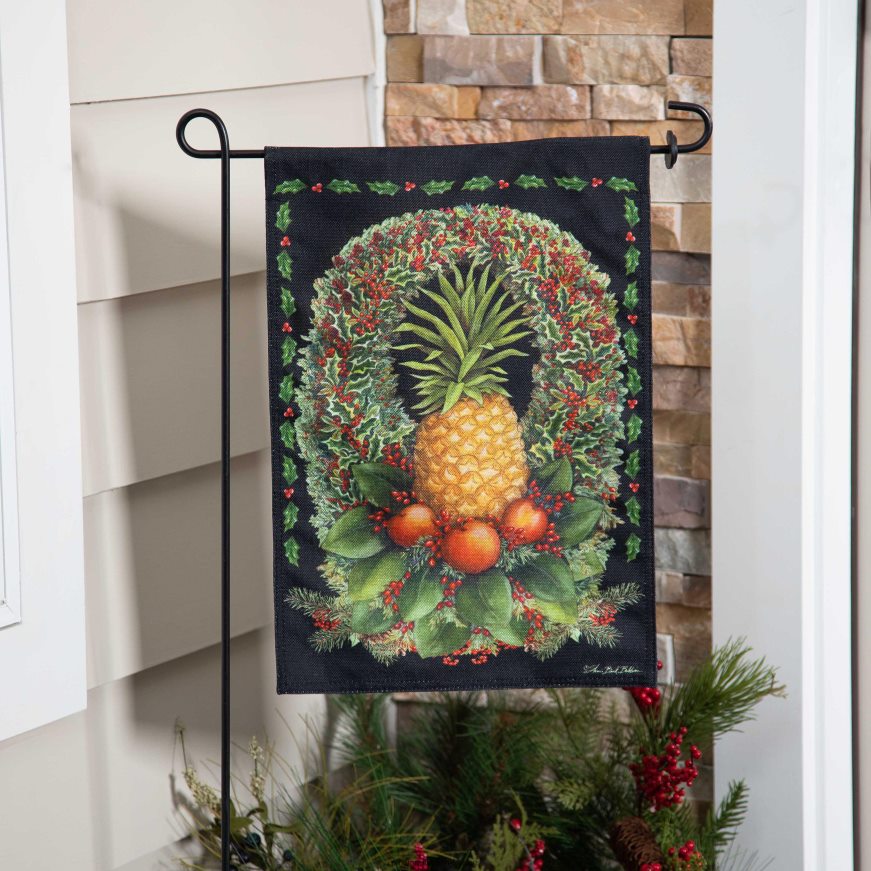 drapeau de jardin en toile de jute ananas de Noël Plow & Hearth 8642F6524 saisonniers et cadeaux
