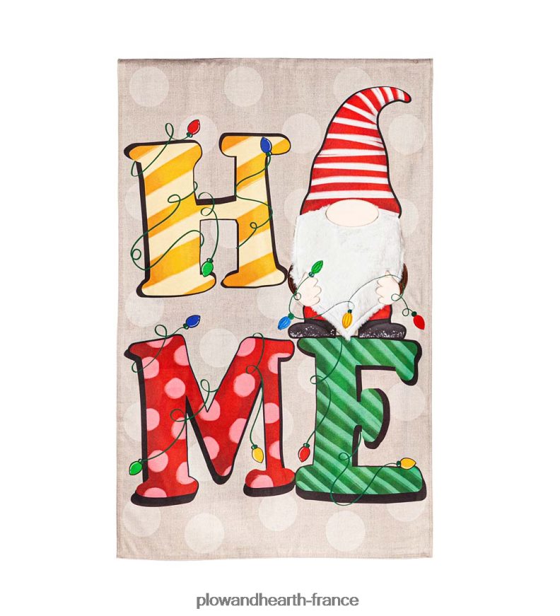maison gnome drapeau de la maison en toile de jute Plow & Hearth 8642F6533 saisonniers et cadeaux
