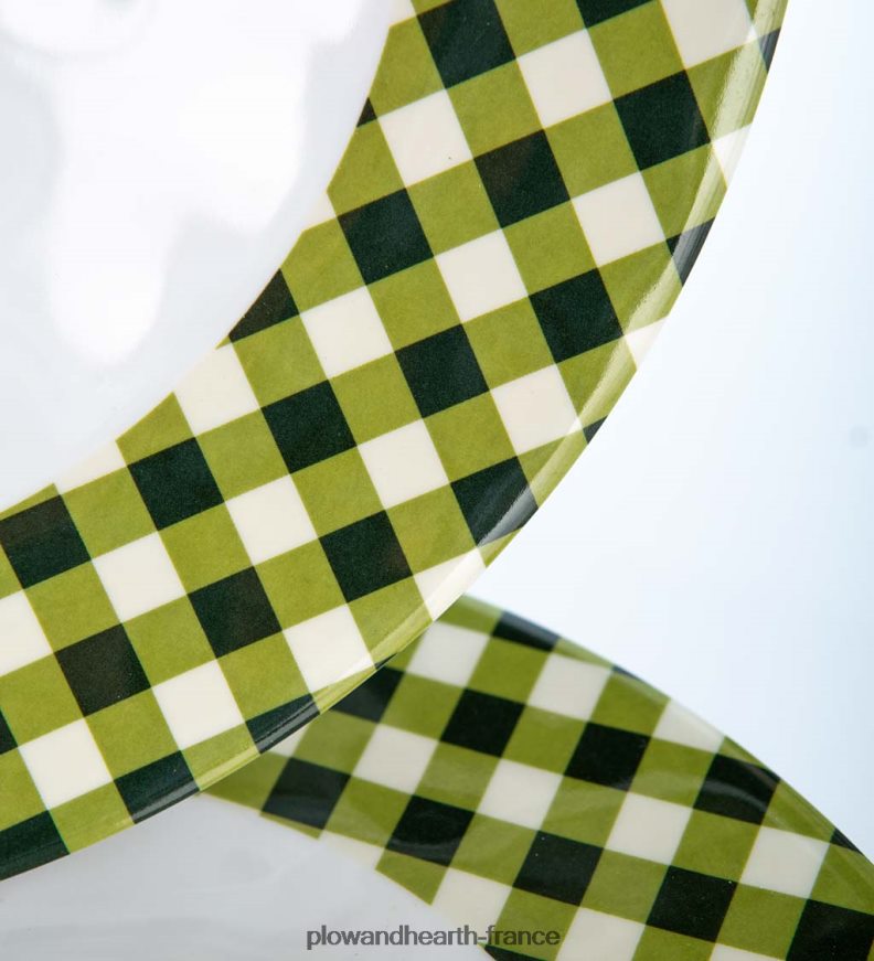 assiettes plates en mélamine vichy bleu, lot de 6 - lac Plow & Hearth 8642F63199 saisonniers et cadeaux