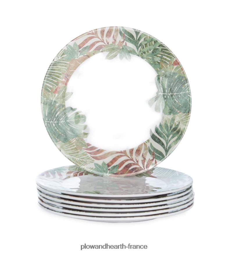 assiettes plates en mélamine vichy bleu, lot de 6 - lac Plow & Hearth 8642F63199 saisonniers et cadeaux