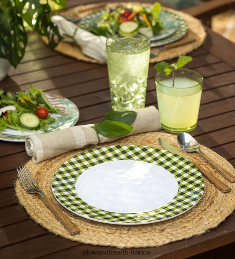 assiettes plates en mélamine vichy bleu, lot de 6 - lac Plow & Hearth 8642F63199 saisonniers et cadeaux