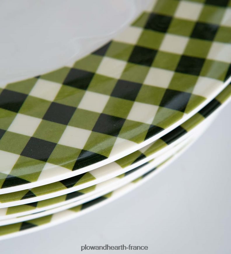 assiettes plates en mélamine vichy bleu, lot de 6 - lac Plow & Hearth 8642F63199 saisonniers et cadeaux