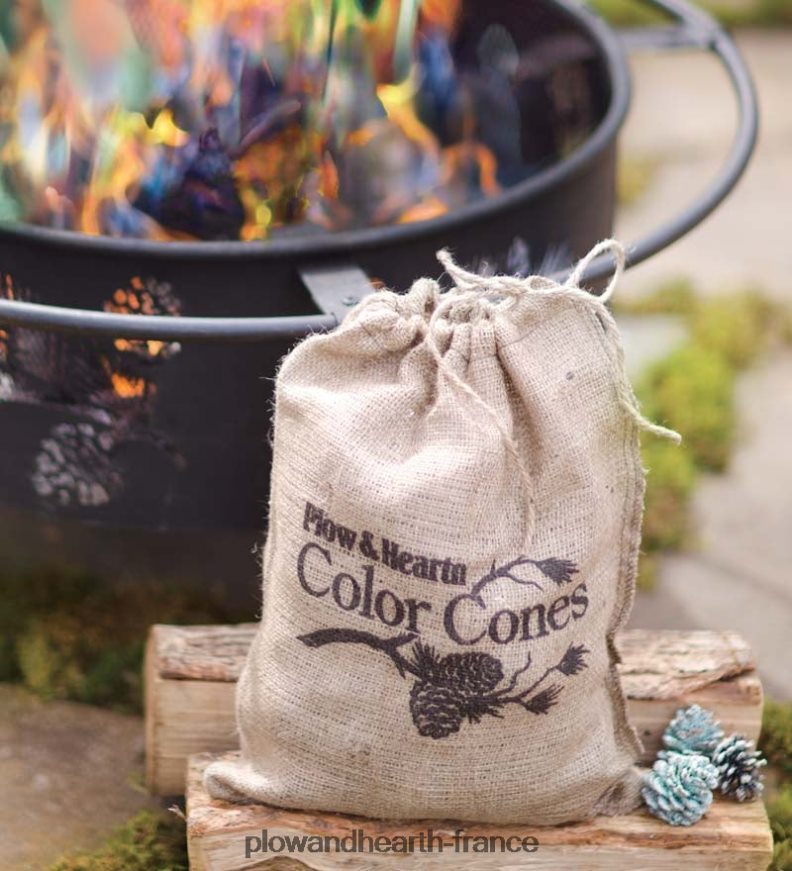 Cônes de couleur de cheminée aux couleurs changeantes, 1 lb dans un panier-cadeau Plow & Hearth 8642F63252 saisonniers et cadeaux