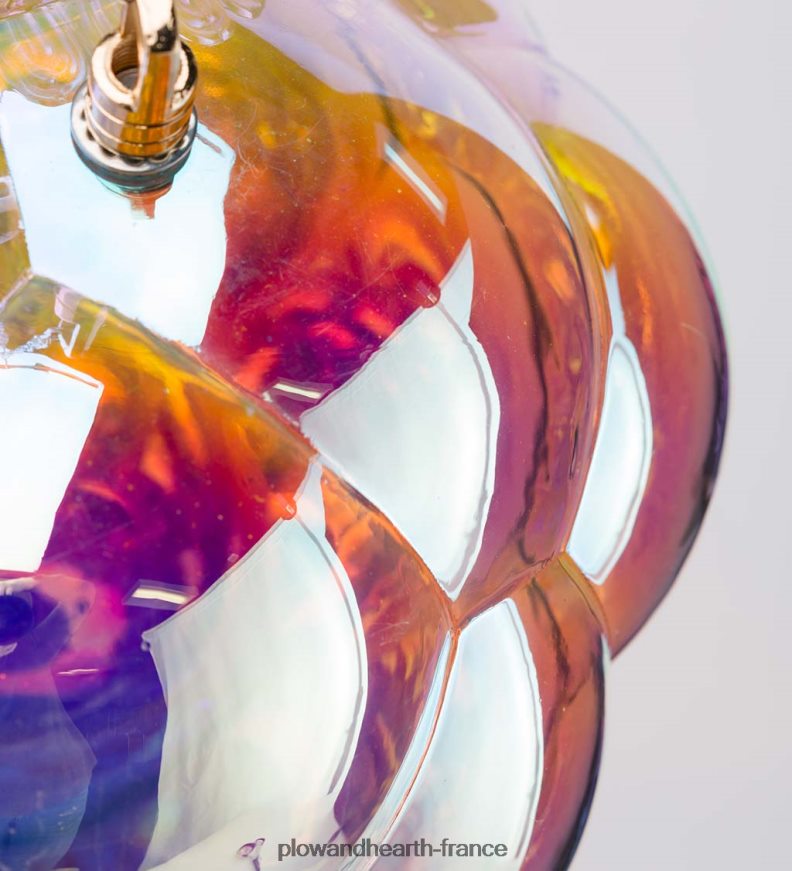 Lampe solaire en verre irisé à bulles suspendues avec 16 chaînes suspendues Plow & Hearth 8642F63153 saisonniers et cadeaux