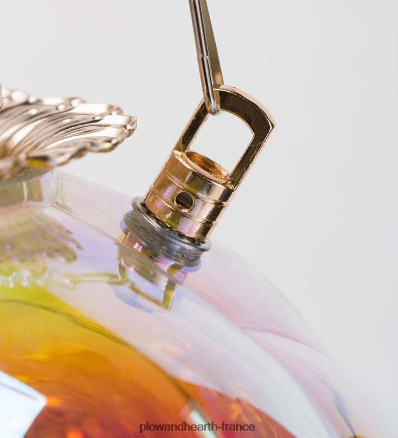 Lampe solaire en verre irisé à bulles suspendues avec 16 chaînes suspendues Plow & Hearth 8642F63153 saisonniers et cadeaux