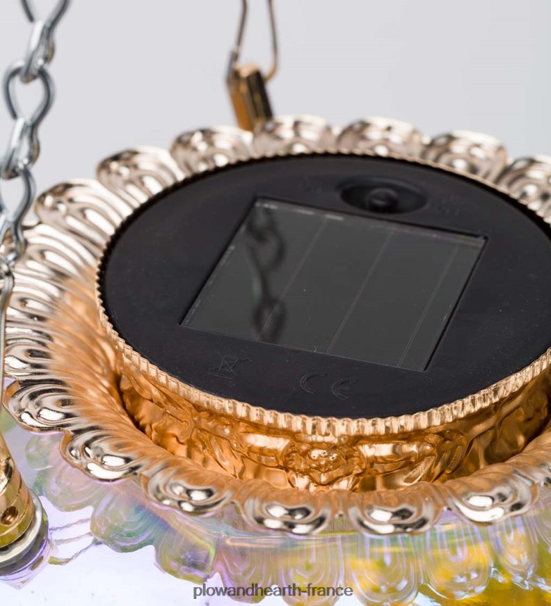 Lampe solaire en verre irisé à bulles suspendues avec 16 chaînes suspendues Plow & Hearth 8642F63153 saisonniers et cadeaux