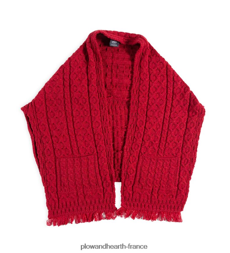 pull cache-cœur en laine mérinos irlandaise pour femme - rouge Plow & Hearth 8642F63039 saisonniers et cadeaux