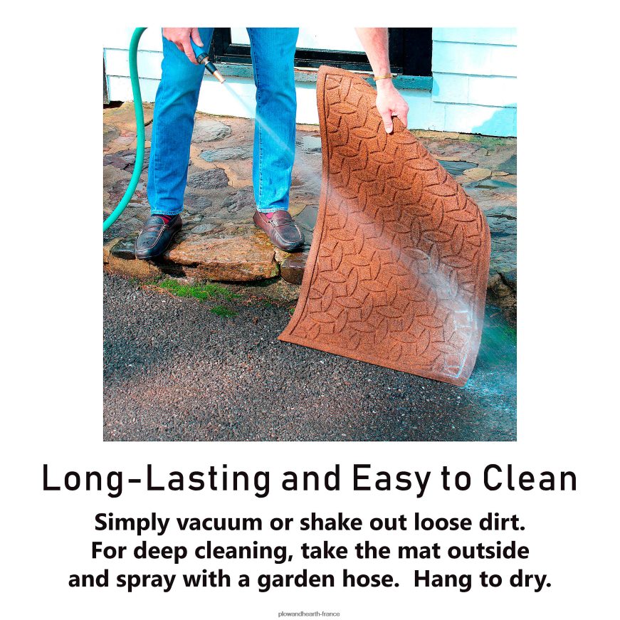 Paillasson demi-rond géométrique intérieur/extérieur Waterhog, 24 x 39 - marron foncé Plow & Hearth 8642F61933 tapis et nattes