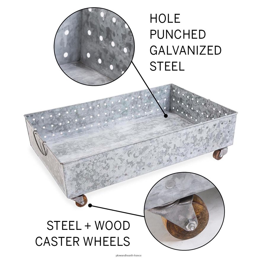 bac à bottes roulant en acier galvanisé Plow & Hearth 8642F61942 tapis et nattes