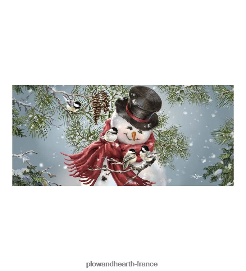 bonhomme de neige se blottit sur le tapis de commutation sassafras Plow & Hearth 8642F61488 tapis et nattes