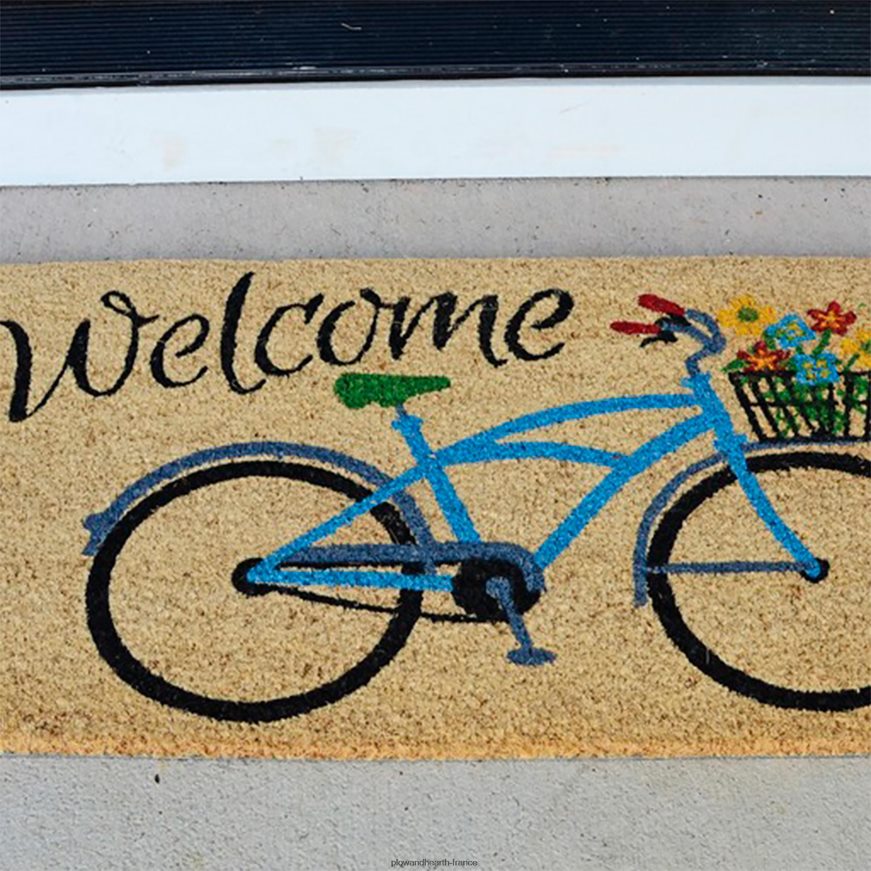 tapis coco bienvenue vélo avec fleurs Plow & Hearth 8642F61937 tapis et nattes