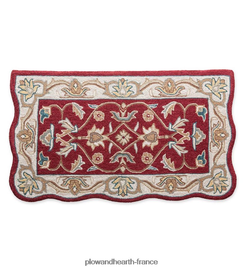 Tapis Mclean en laine festonnée résistant au feu tufté à la main - marron/or Plow & Hearth 8642F61895 tapis et nattes