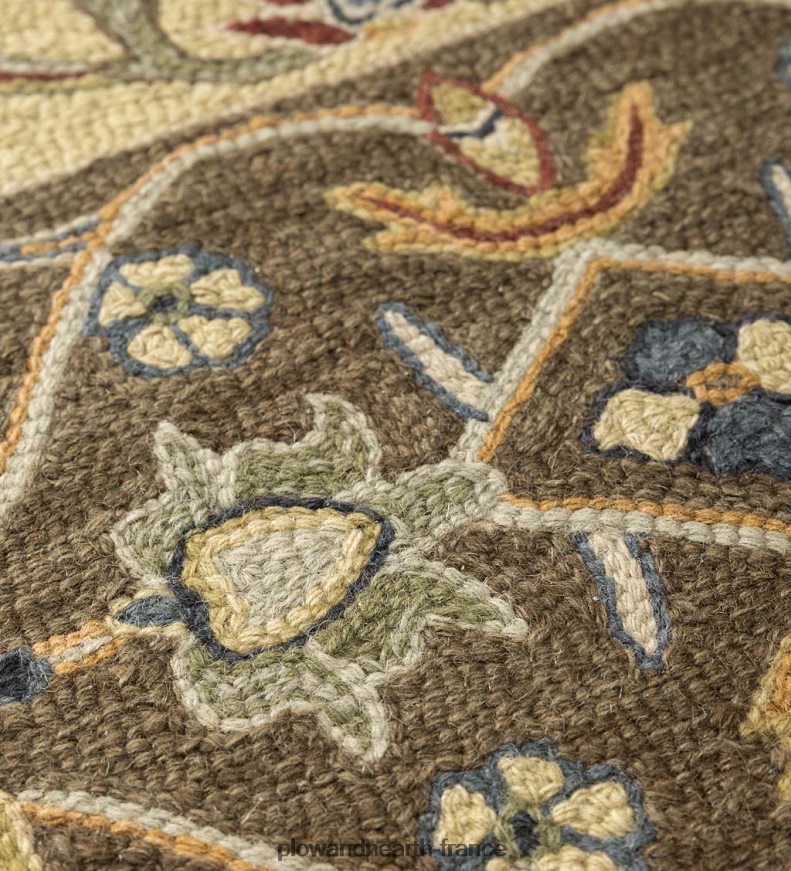 Tapis Mclean en laine festonnée résistant au feu tufté à la main - marron/or Plow & Hearth 8642F61895 tapis et nattes