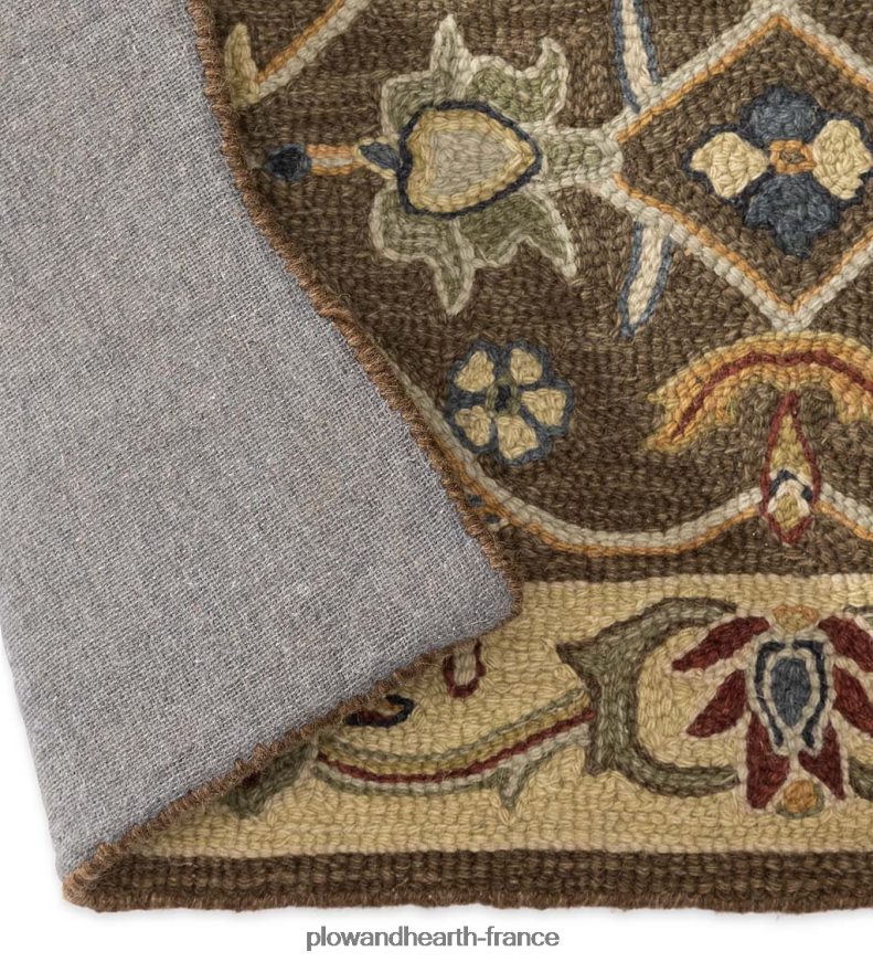 Tapis Mclean en laine festonnée résistant au feu tufté à la main - marron/or Plow & Hearth 8642F61895 tapis et nattes