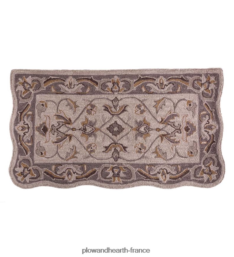 Tapis Mclean en laine festonnée résistant au feu tufté à la main - marron/or Plow & Hearth 8642F61895 tapis et nattes