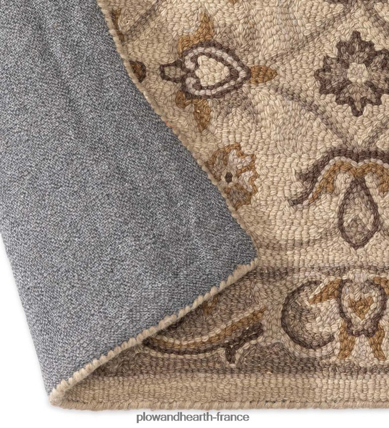 Tapis Mclean en laine festonnée résistant au feu tufté à la main - marron/or Plow & Hearth 8642F61895 tapis et nattes