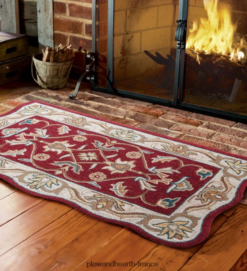 Tapis Mclean en laine festonnée résistant au feu tufté à la main - marron/or Plow & Hearth 8642F61895 tapis et nattes
