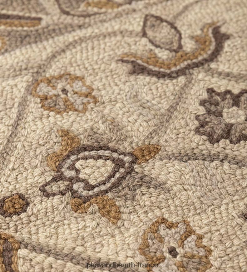 Tapis Mclean en laine festonnée résistant au feu tufté à la main - marron/or Plow & Hearth 8642F61895 tapis et nattes