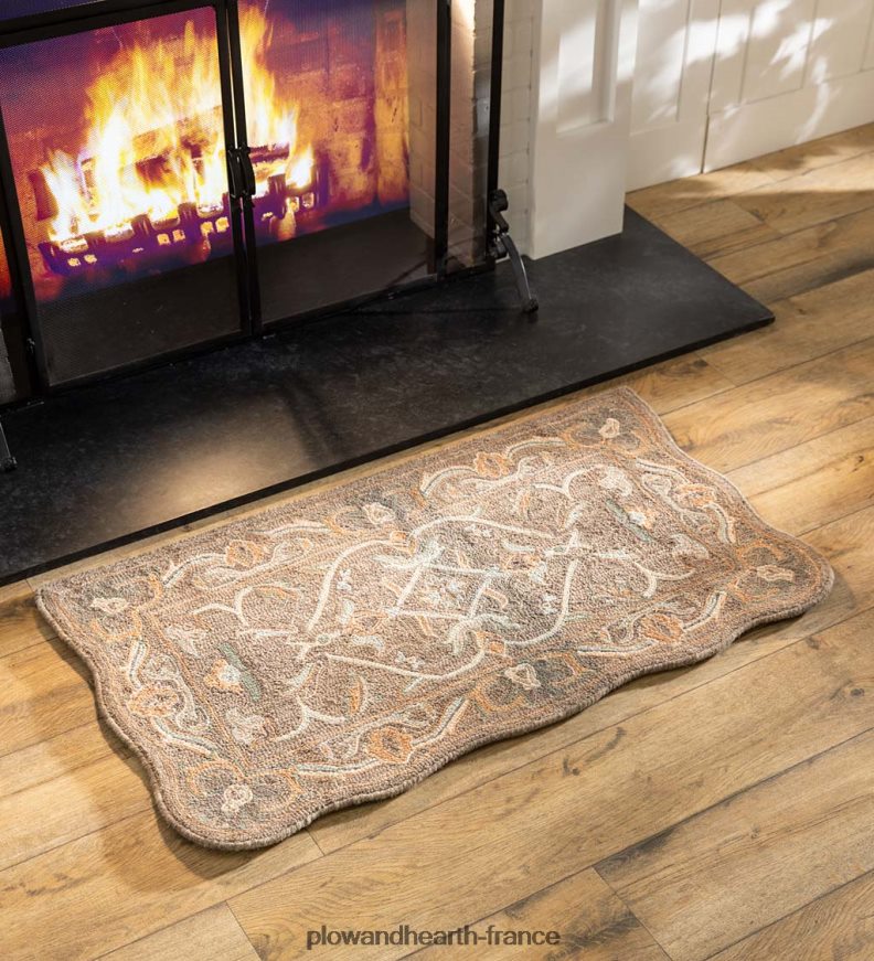 Tapis Mclean en laine festonnée résistant au feu tufté à la main - marron/or Plow & Hearth 8642F61895 tapis et nattes