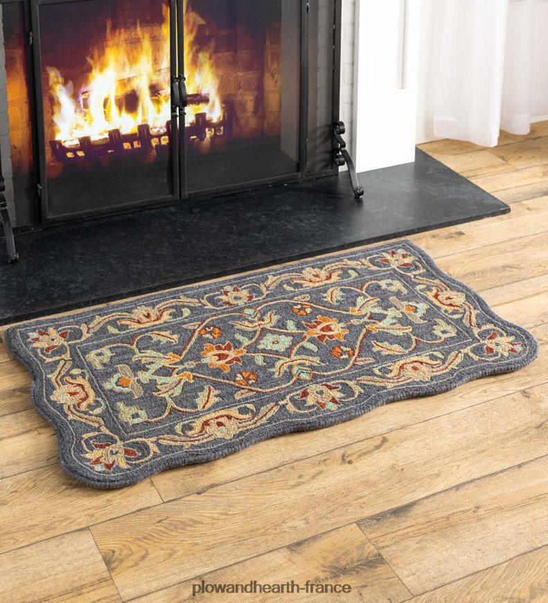 Tapis Mclean en laine festonnée résistant au feu tufté à la main - marron/or Plow & Hearth 8642F61895 tapis et nattes