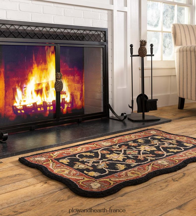 Tapis Mclean en laine festonnée résistant au feu tufté à la main - marron/or Plow & Hearth 8642F61895 tapis et nattes