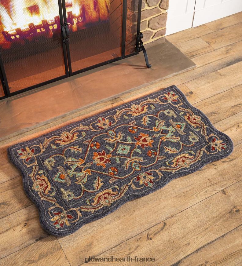 Tapis Mclean en laine festonnée résistant au feu tufté à la main - marron/or Plow & Hearth 8642F61895 tapis et nattes