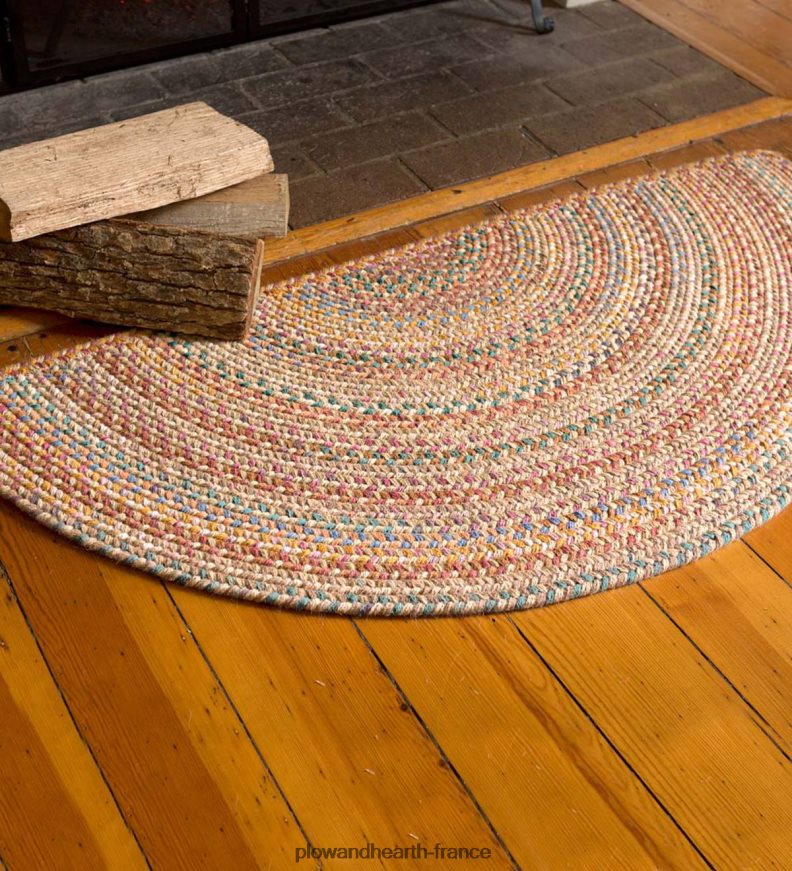 Tapis tressé demi-rond en laine Blue Ridge, 2' x 4' - mousse Plow & Hearth 8642F61896 tapis et nattes
