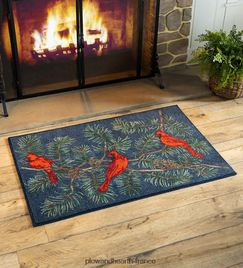 cardinaux sur un tapis de branche de pin Plow & Hearth 8642F61897 tapis et nattes