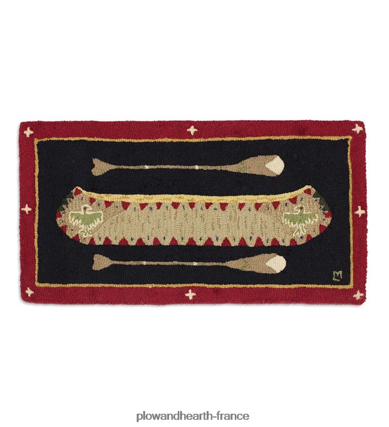 tapis d'accent de canot de chaloupe amérindien en laine crochetée Plow & Hearth 8642F61900 tapis et nattes