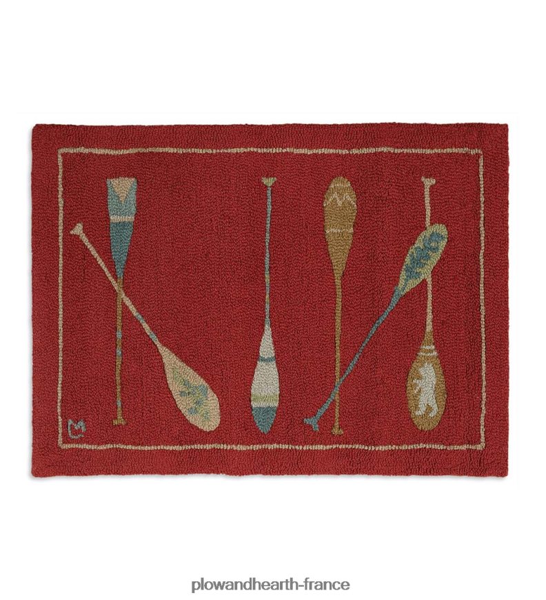 tapis d'accent de pagaies cramoisies en laine crochetée - cramoisi Plow & Hearth 8642F61903 tapis et nattes
