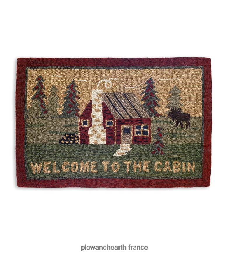 tapis d'appoint en laine crochetée bienvenue dans la cabine Plow & Hearth 8642F61902 tapis et nattes