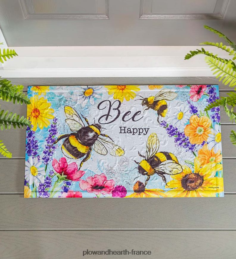tapis de sol en relief abeille heureuse Plow & Hearth 8642F61904 tapis et nattes