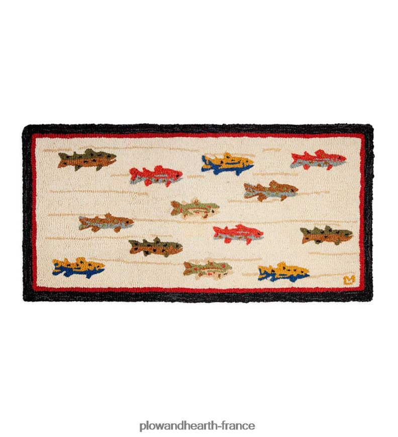 tapis en laine crocheté à la main truite d'été, 24 x 48 Plow & Hearth 8642F61901 tapis et nattes