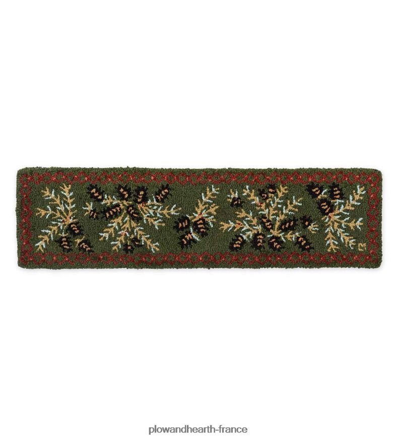 Tapis de laine crocheté à la main en forme de pomme de pin, 1' x 4' Plow & Hearth 8642F61749 tapis et nattes