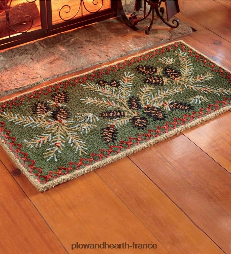 tapis en laine crocheté à la main en pomme de pin Plow & Hearth 8642F61747 tapis et nattes