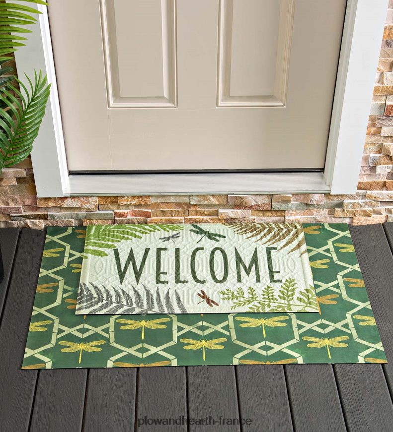 tapis de sol en relief libellule bienvenue Plow & Hearth 8642F61925 tapis et nattes