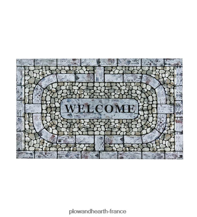 tapis de sol floqué en brique blanchie à la chaux Plow & Hearth 8642F61926 tapis et nattes