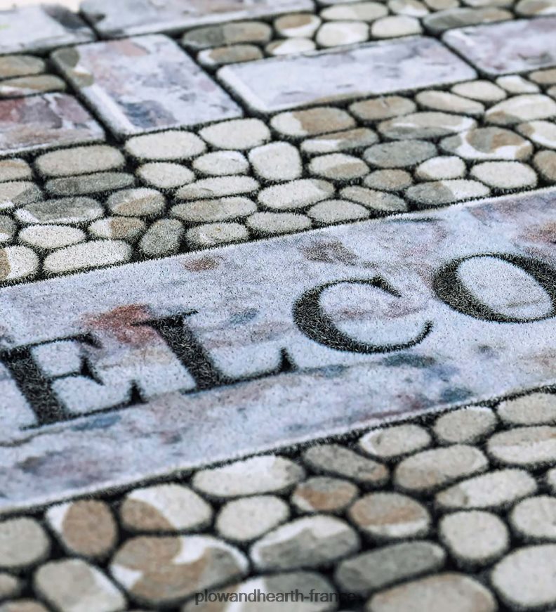 tapis de sol floqué en brique blanchie à la chaux Plow & Hearth 8642F61926 tapis et nattes