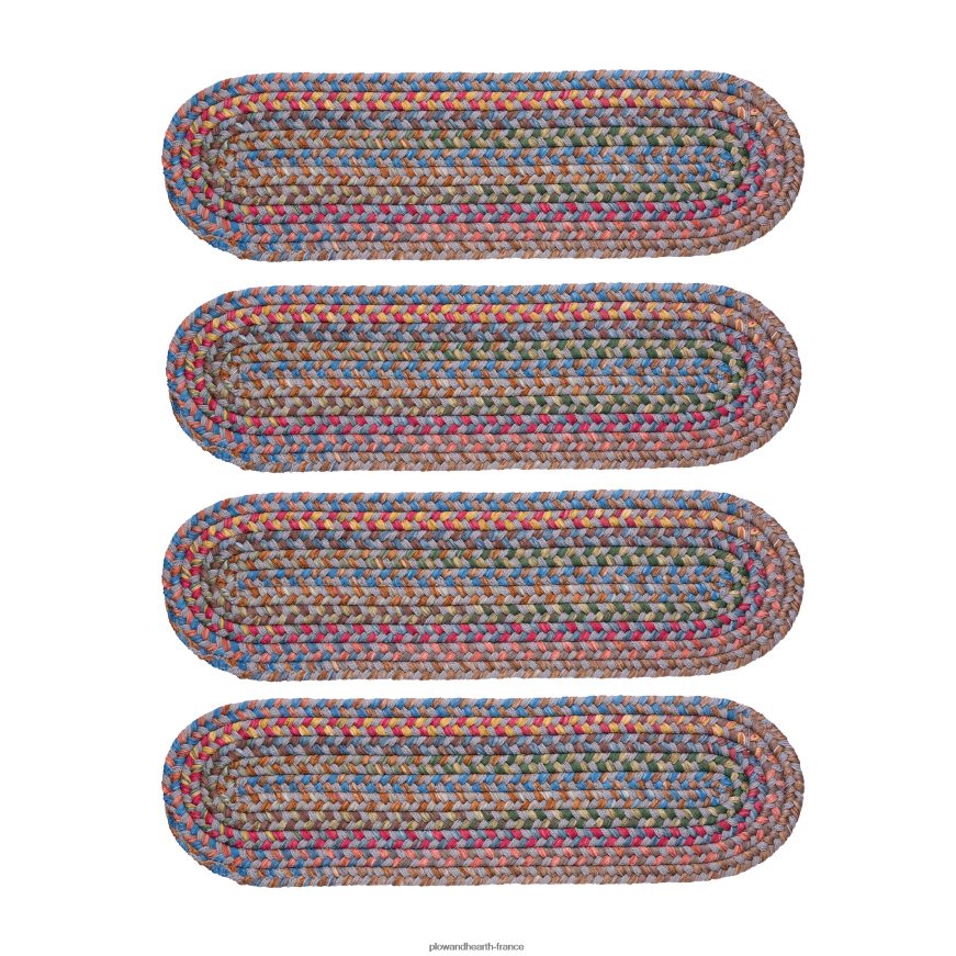 Marches d'escalier tressées en polypropylène intérieur/extérieur Afton Mountain, ensemble de 4 - opale bleue Plow & Hearth 8642F61911 tapis et nattes