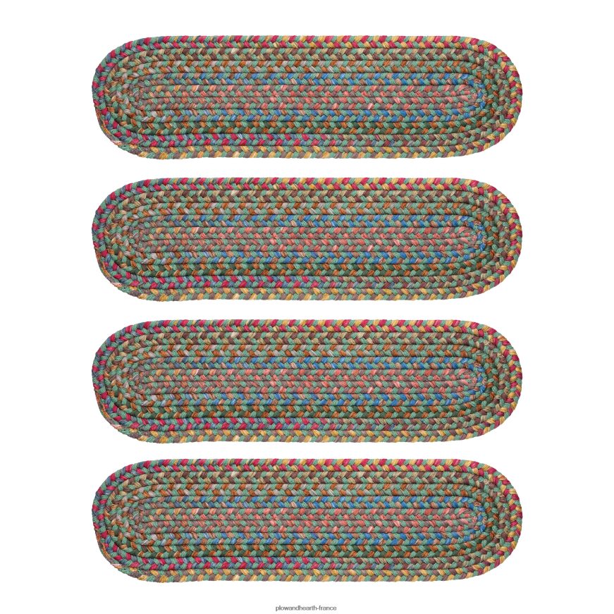 Marches d'escalier tressées en polypropylène intérieur/extérieur Afton Mountain, ensemble de 4 - opale bleue Plow & Hearth 8642F61911 tapis et nattes