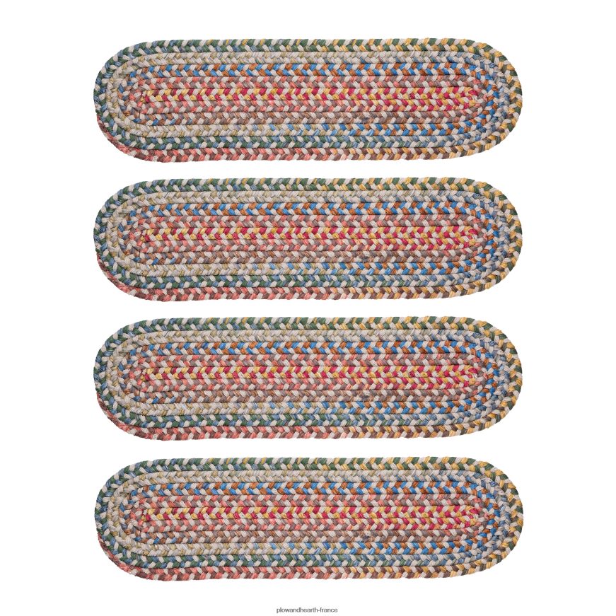 Marches d'escalier tressées en polypropylène intérieur/extérieur Afton Mountain, ensemble de 4 - opale bleue Plow & Hearth 8642F61911 tapis et nattes