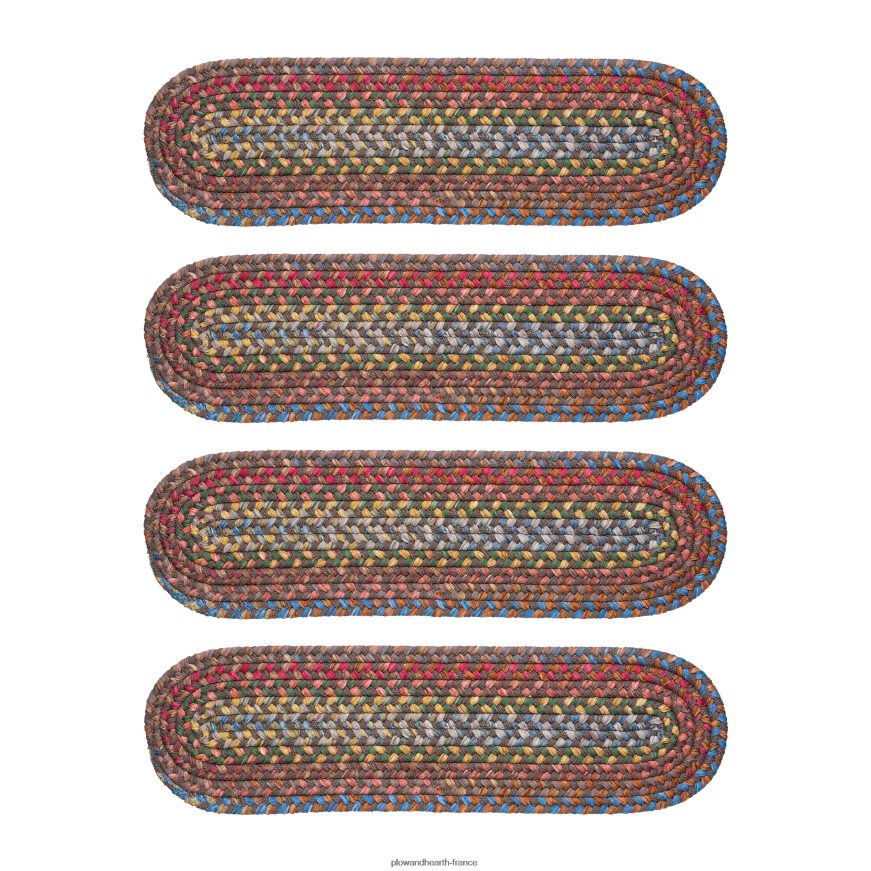 Marches d'escalier tressées en polypropylène intérieur/extérieur Afton Mountain, ensemble de 4 - opale bleue Plow & Hearth 8642F61911 tapis et nattes