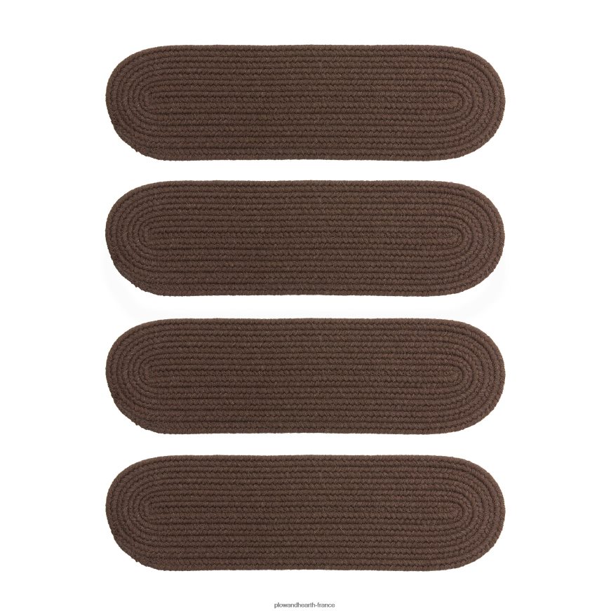 Marches d'escalier tressées ovales en laine de crête bleue, lot de 4 - noyer Plow & Hearth 8642F61907 tapis et nattes