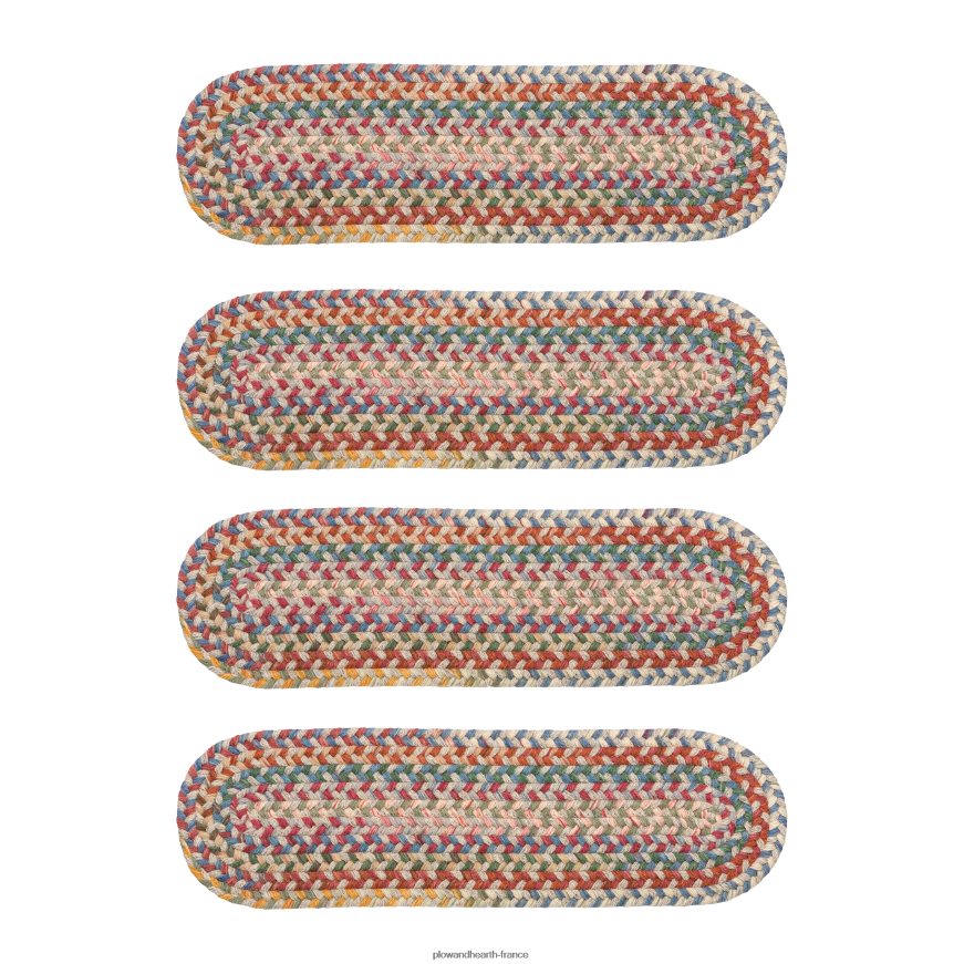 Marches d'escalier tressées ovales en laine de crête bleue, lot de 4 - noyer Plow & Hearth 8642F61907 tapis et nattes