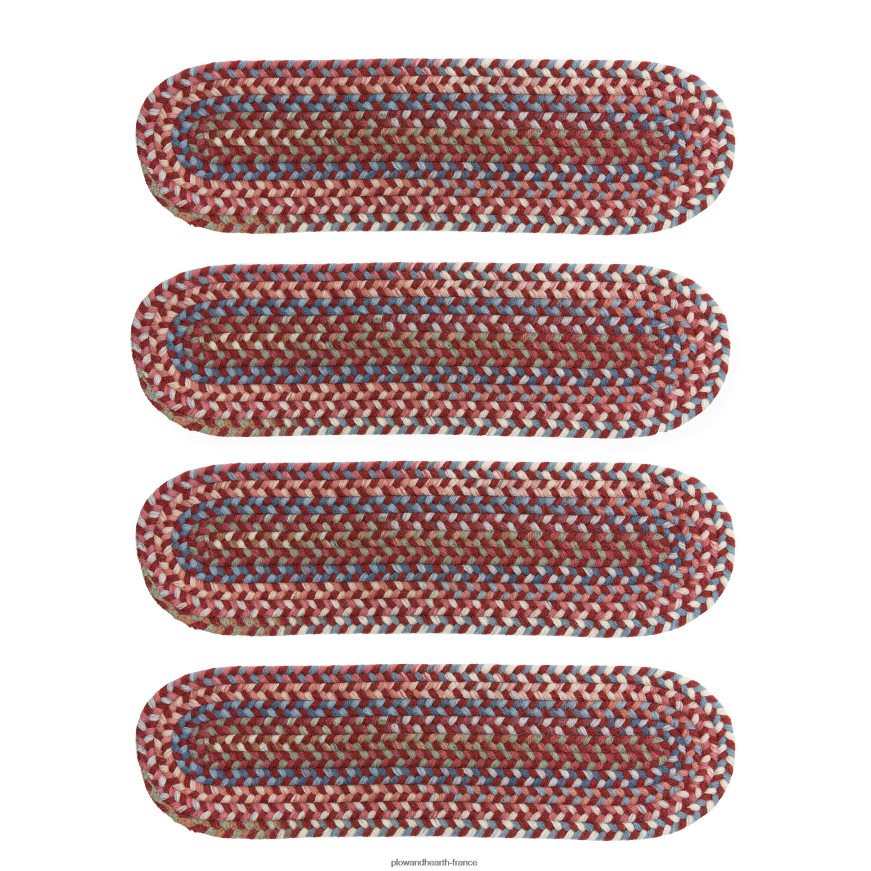 Marches d'escalier tressées ovales en laine de crête bleue, lot de 4 - noyer Plow & Hearth 8642F61907 tapis et nattes